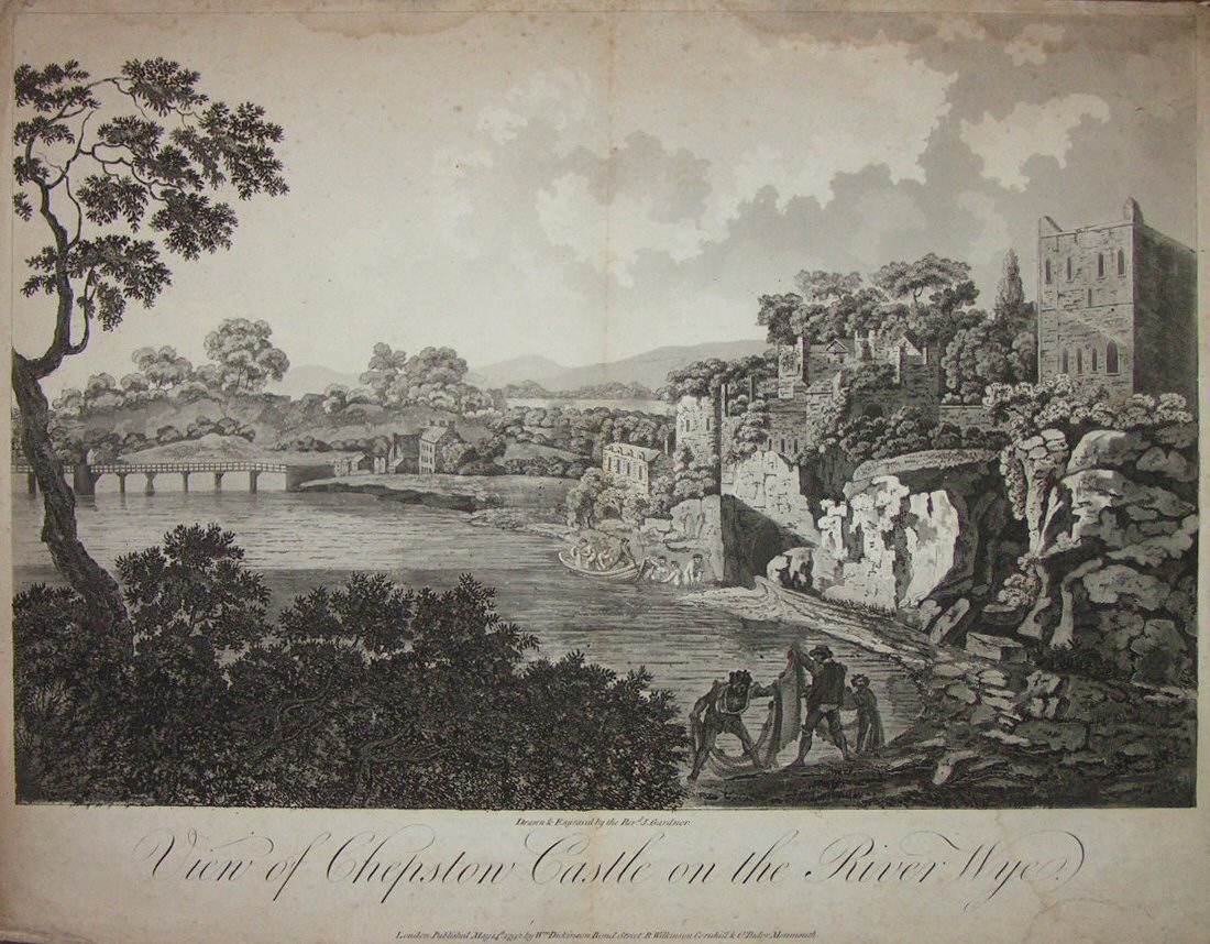 Aquatint - View of Chepstow Castle on the River Wye - Gardner
